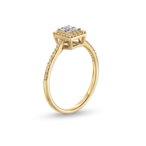 1/4 CT. T.W Princess-Shaped Multi-Diamond Square Frame Promise Ring in 10K Gold