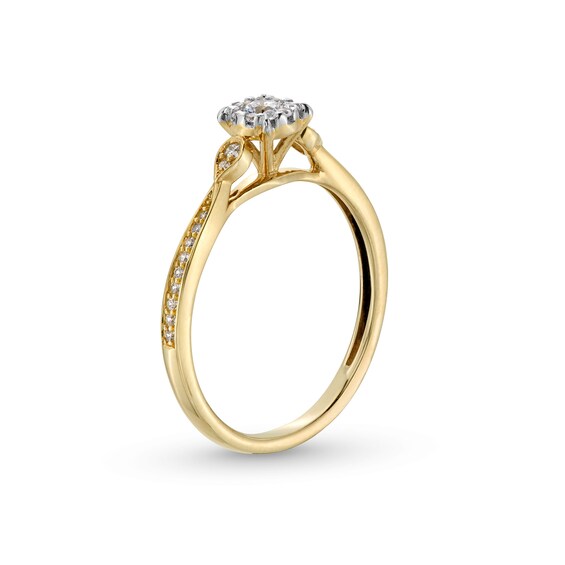 1/4 CT. T.w. Diamond Frame Teardrop Sides Promise Ring in 10K Gold
