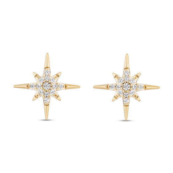 Enchanted Disney Wish 1/10 CT. T.w. Diamond North Star Stud Earrings in Sterling Silver and 10K Gold