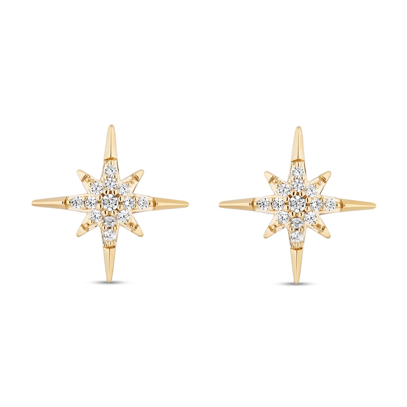 Enchanted Disney Wish 1/10 CT. T.W. Diamond North Star Stud Earrings in Sterling Silver and 10K Gold