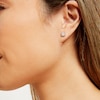 Thumbnail Image 2 of 1/4 CT. T.W. Cushion Multi-Diamond Scallop Frame Stud Earrings in 10K Gold
