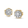 Thumbnail Image 1 of 1/5 CT. T.W. Multi-Diamond Scallop Frame Stud Earrings in 10K Gold