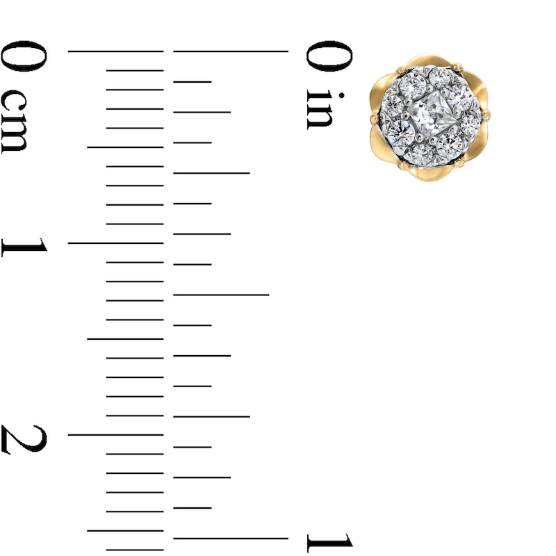 Main Image 3 of 1/5 CT. T.W. Multi-Diamond Scallop Frame Stud Earrings in 10K Gold