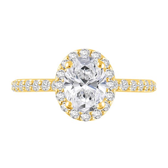 1-1/2 CT. T.w. Oval Certified Lab-Grown Diamond Frame Engagement Ring in 14K Gold (F/Vs2)
