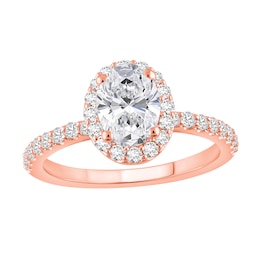 1-1/2 CT. T.W. Oval Certified Lab-Grown Diamond Frame Engagement Ring in 14K Rose Gold (F/VS2)
