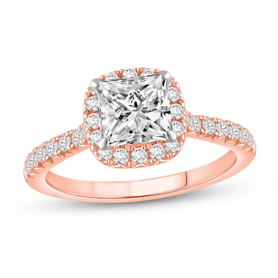 1-1/3 CT. T.w. Princess-Cut Certified Lab-Grown Diamond Frame Engagement Ring in 14K Rose Gold (F/Vs2)
