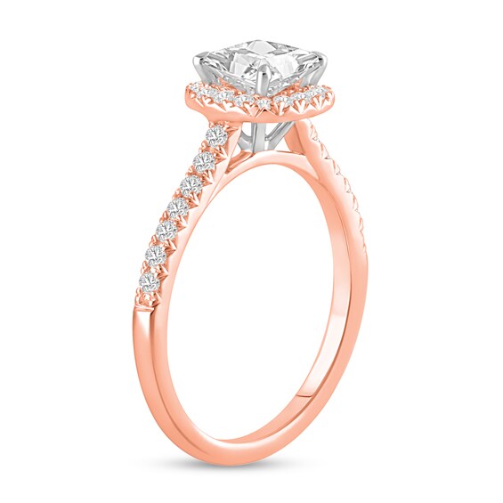 1-1/3 CT. T.w. Princess-Cut Certified Lab-Grown Diamond Frame Engagement Ring in 14K Rose Gold (F/Vs2)