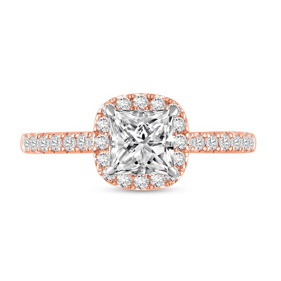 1-1/3 CT. T.w. Princess-Cut Certified Lab-Grown Diamond Frame Engagement Ring in 14K Rose Gold (F/Vs2)