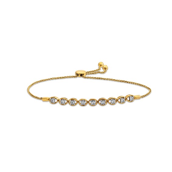 1/6 CT. T.w. Diamond Oval Link Bolo Bracelet in 10K Gold - 9.5"