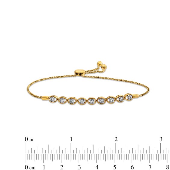 1/6 CT. T.w. Diamond Oval Link Bolo Bracelet in 10K Gold - 9.5"