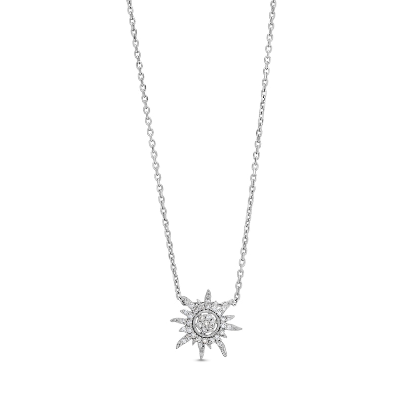 Main Image 1 of 1/10 CT. T.W. Diamond Flowy Sun Pendant in Sterling Silver