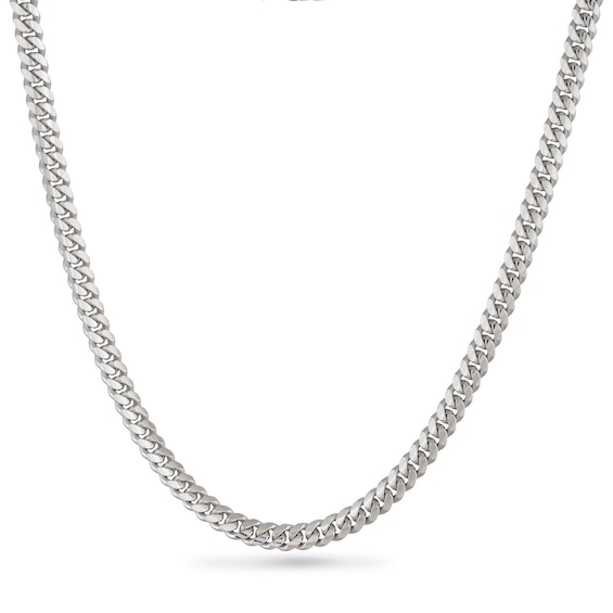 7.2mm Diamond-Cut Cuban Curb Chain Necklace in Solid Sterling Silver - 22"