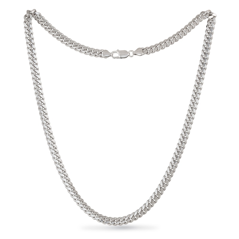 7.2mm Diamond-Cut Cuban Curb Chain Necklace in Solid Sterling Silver  - 22"