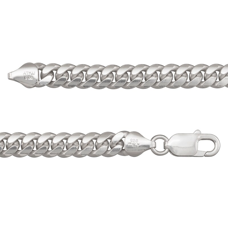 7.2mm Diamond-Cut Cuban Curb Chain Necklace in Solid Sterling Silver  - 22"