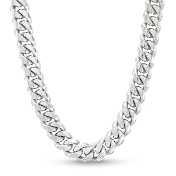 11.0mm Diamond-Cut Cuban Curb Chain Necklace in Solid Sterling Silver - 24"