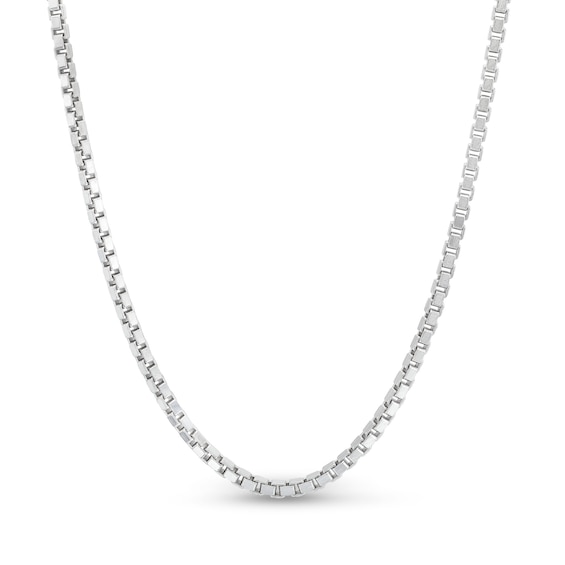 2.4mm Diamond-Cut Box Chain Necklace in Solid Sterling Silver - 20"