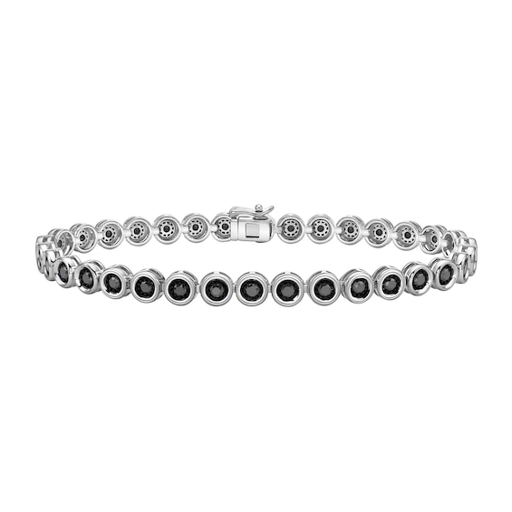 Men's 3-1/2 CT. T.w. Black Diamond Bezel-Set Tennis Bracelet in Sterling Silver - 8.5"