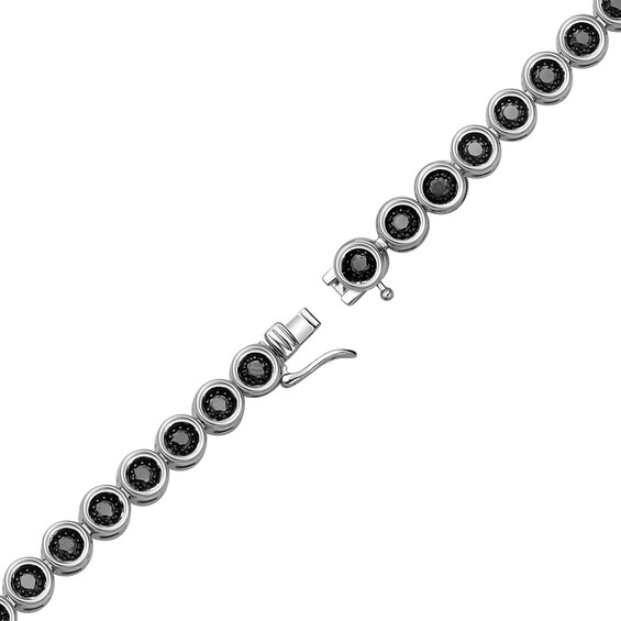 Men's 3-1/2 CT. T.w. Black Diamond Bezel-Set Tennis Bracelet in Sterling Silver - 8.5"