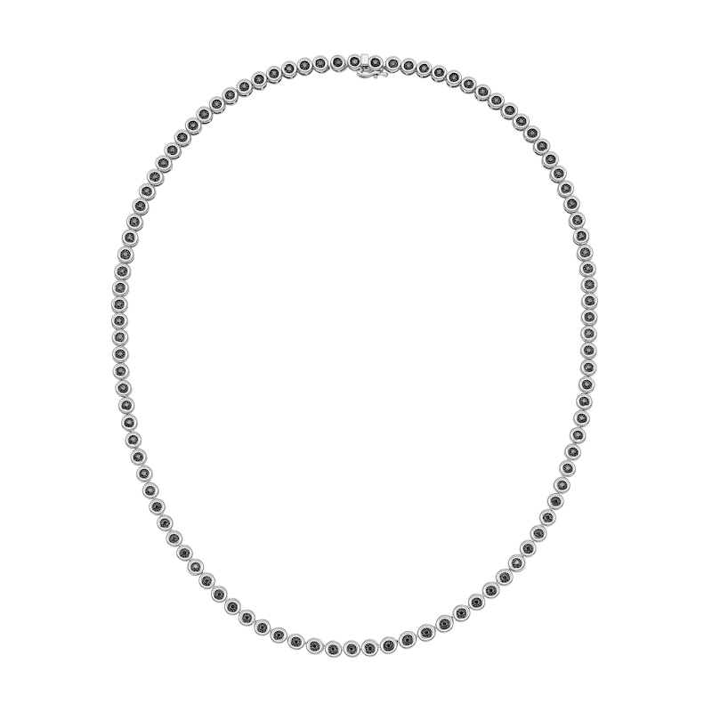 Main Image 2 of Men's 5 CT. T.W. Black Diamond Bezel-Set Tennis Necklace in Sterling Silver - 22"