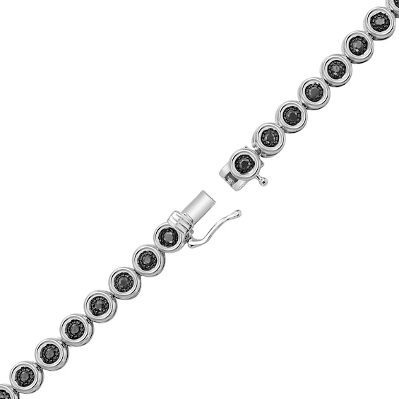 Men's 5 CT. T.w. Black Diamond Bezel-Set Tennis Necklace in Sterling Silver - 22"