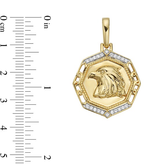 1/5 CT. T.w. Diamond Hexagon Frame Eagle Profile Necklace Charm in 10K Gold