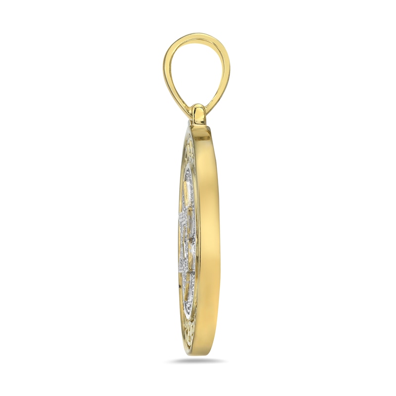 Main Image 3 of 1/2 CT. T.W. Diamond Greek Key Frame Star of David Medallion Necklace Charm in 10K Gold