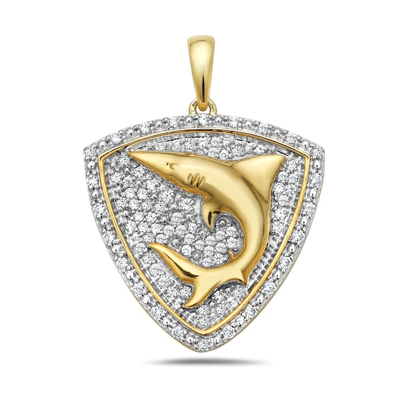 3/4 CT. T.w. Diamond Shield Shark Necklace Charm in 10K Gold
