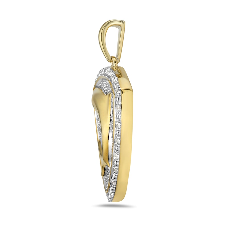 Main Image 3 of Men's 3/4 CT. T.W. Diamond Shield Shark Necklace Charm in 10K Gold