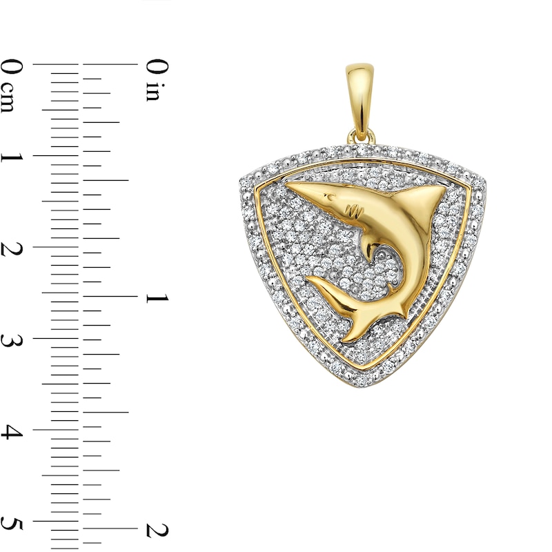 Main Image 4 of Men's 3/4 CT. T.W. Diamond Shield Shark Necklace Charm in 10K Gold
