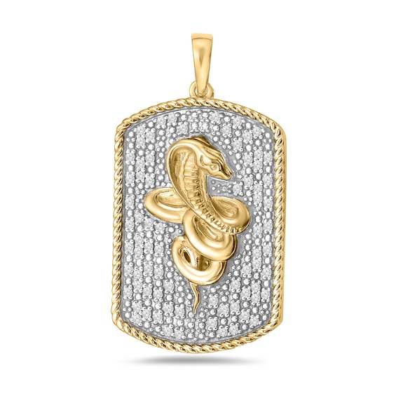 3/4 CT. T.w. Diamond Dog Tag with Cobra Necklace Charm in 10K Gold