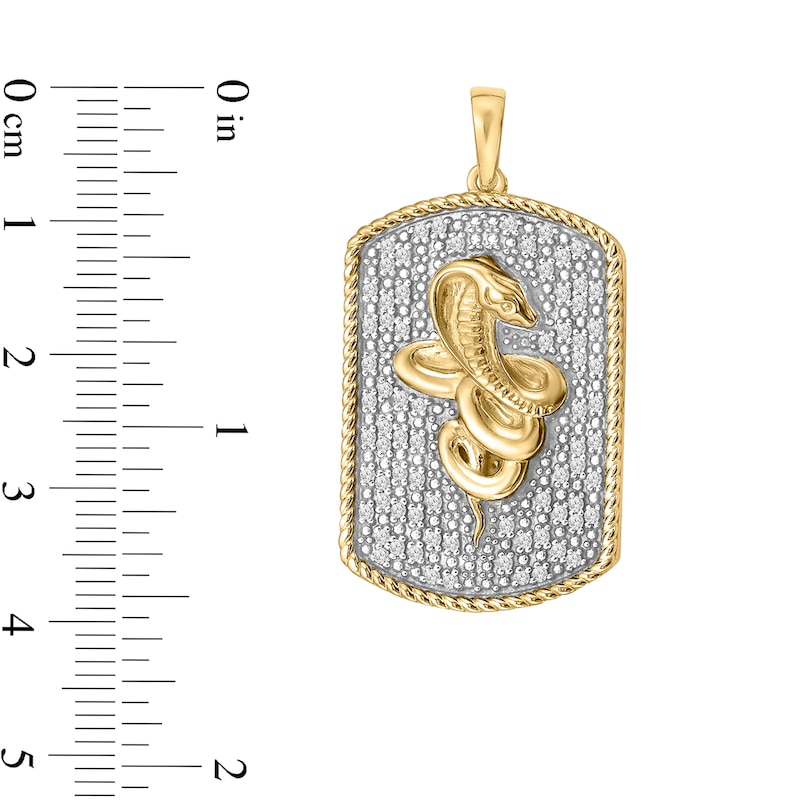 Main Image 4 of 3/4 CT. T.W. Diamond Dog Tag with Cobra Necklace Charm in 10K Gold