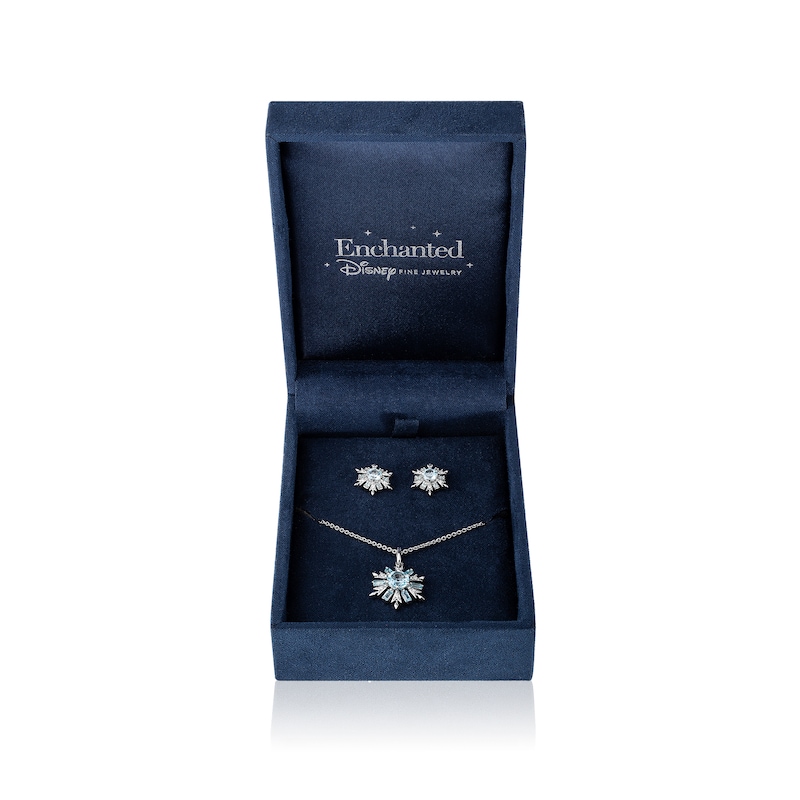 Collector’s Edition Enchanted Disney Frozen 10th Anniversary Snowflake Pendant and Stud Earrings Set in Sterling Silver