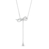 Thumbnail Image 0 of 1/5 CT. T.W. Diamond Bow with Teardrop Lariat Necklace in Sterling Silver