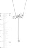 Thumbnail Image 2 of 1/5 CT. T.W. Diamond Bow with Teardrop Lariat Necklace in Sterling Silver