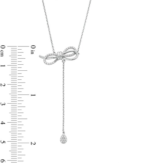 1/5 CT. T.w. Diamond Bow with Teardrop Lariat Necklace in Sterling Silver