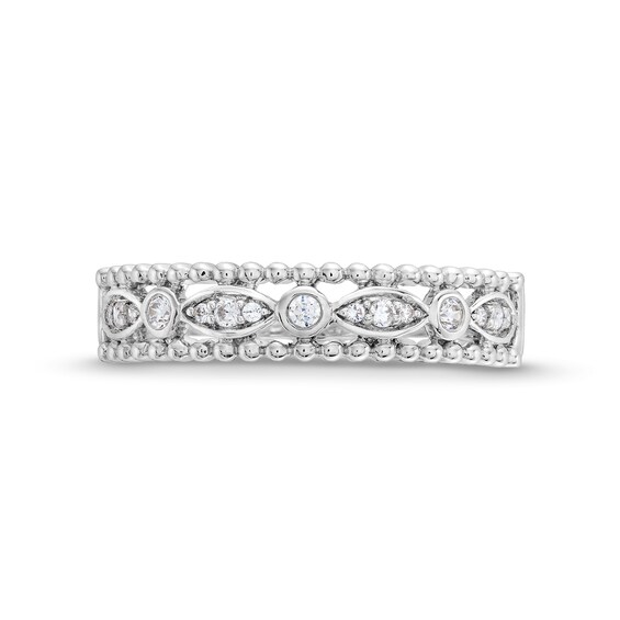 1/10 CT. T.w. Diamond Marquise Links Beaded Edge Band in 10K White Gold