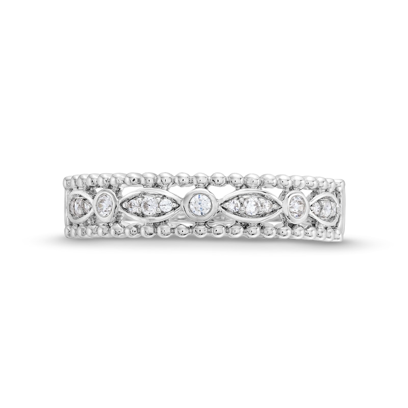 1/10 CT. T.W. Diamond Marquise Links Beaded Edge Band in 10K White Gold