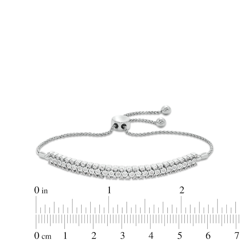 1/2 CT. T.W. Diamond Miracle Multi-Row Bolo Bracelet in Sterling Silver - 9.5"