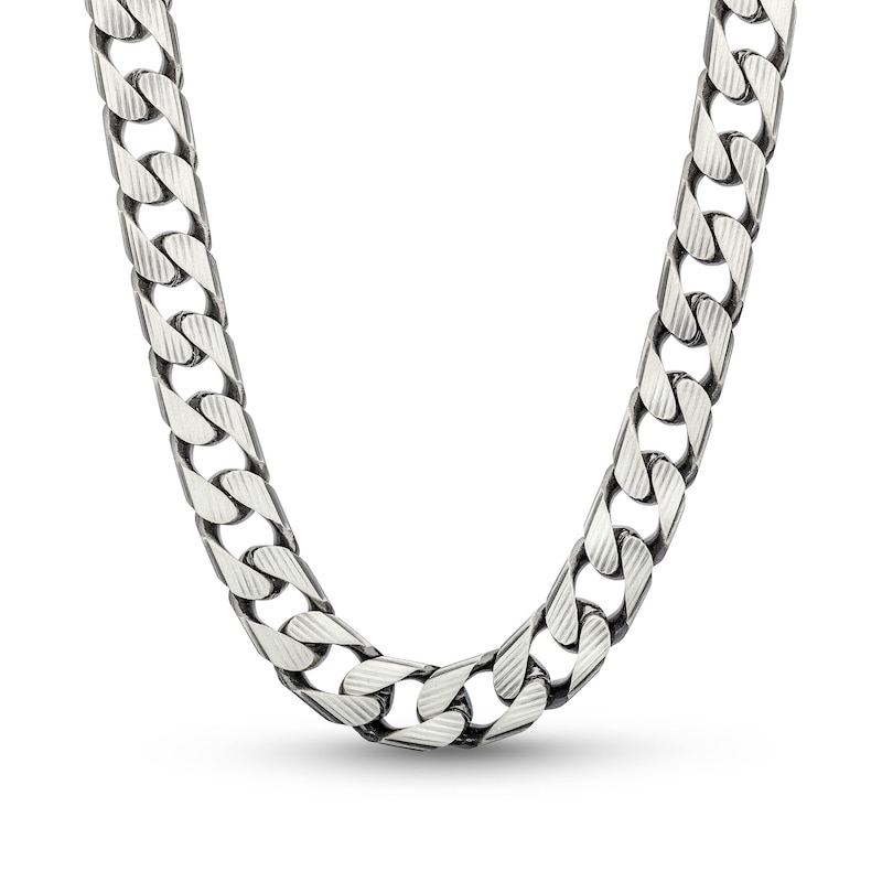 Zales Men's 11.0mm Curb Chain Necklace in Stainless Steel with Black IP - 22