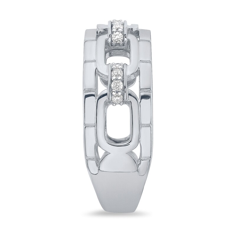 Main Image 2 of 1/5 CT. T.W. Diamond Chain Link Open Shank Ring in Sterling Silver