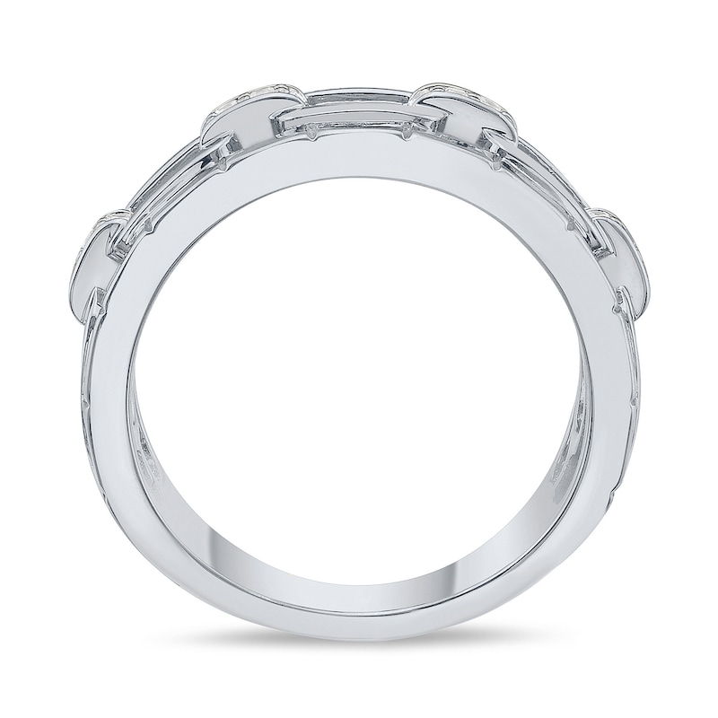 Main Image 3 of 1/5 CT. T.W. Diamond Chain Link Open Shank Ring in Sterling Silver