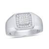 Thumbnail Image 1 of 1/4 CT. T.W. Multi-Diamond Cushion Frame Signet Ring in Sterling Silver