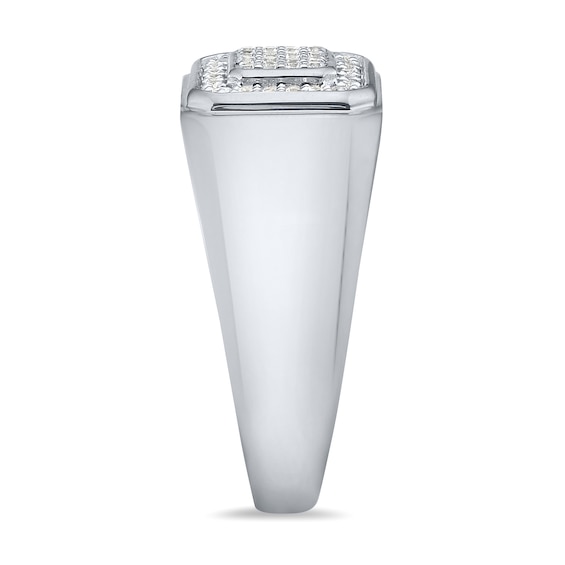 1/4 CT. T.w. Multi-Diamond Cushion Frame Signet Ring in Sterling Silver