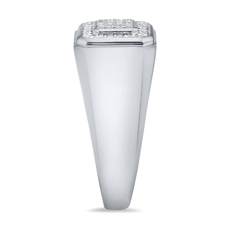 Main Image 2 of 1/4 CT. T.W. Multi-Diamond Cushion Frame Signet Ring in Sterling Silver