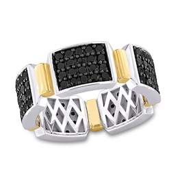 Eternally Bonded 1-1/2 CT. T.W. Black Diamond Collar Station Band in 14K Two-Tone Gold