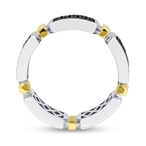 Eternally Bonded 1-1/2 CT. T.w. Black Diamond Collar Station Band in 14K Two-Tone Gold