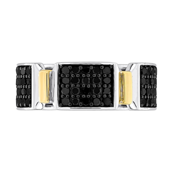 Eternally Bonded 1-1/2 CT. T.w. Black Diamond Collar Station Band in 14K Two-Tone Gold