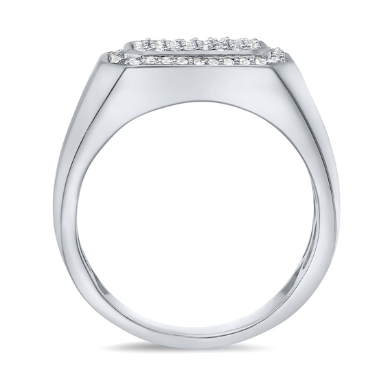 1/2 CT. T.w. Multi-Diamond Rectangle-Top Signet Ring in Sterling Silver