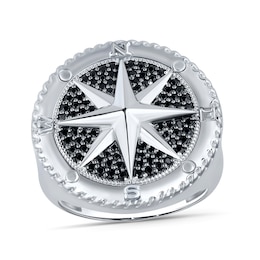 1/2 CT. T.W. Black and White Diamond Compass Ring in Sterling Silver
