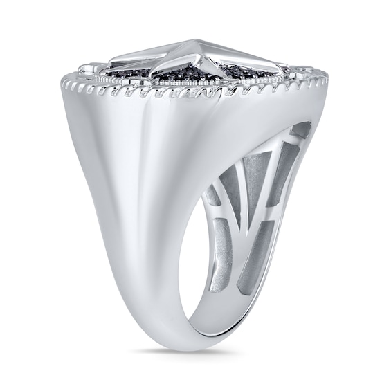 1/2 CT. T.w. Black and White Diamond Compass Ring in Sterling Silver